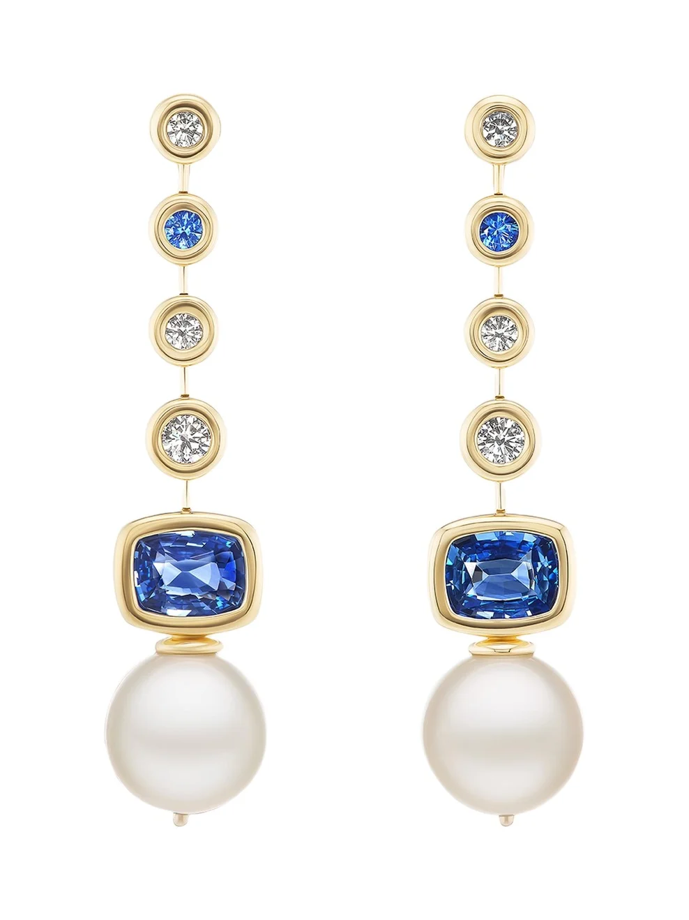 Brent Neale Long Blue Sapphire and South Sea Pearl Earrings