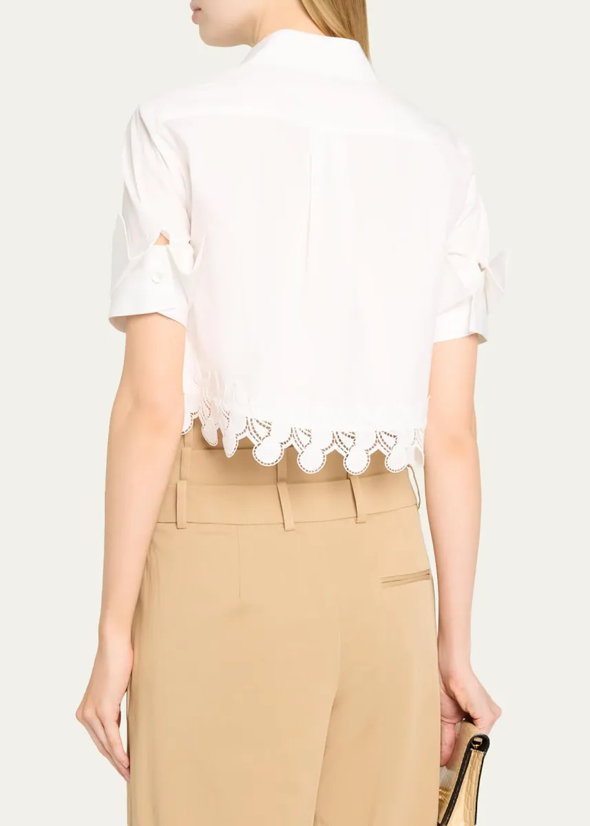 Monse Cherry Lace Crop Button-Down Shirt | Thumbnail 3