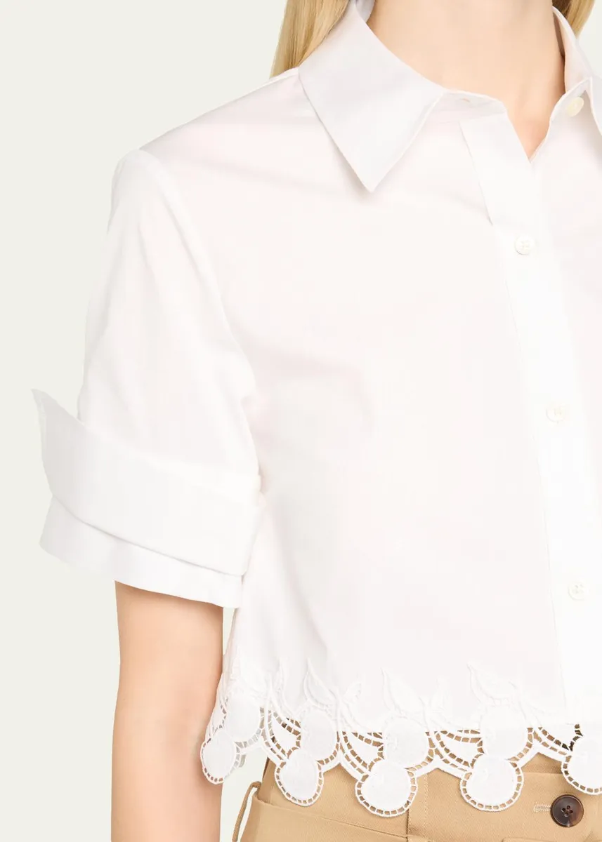 Monse Cherry Lace Crop Button-Down Shirt | Thumbnail 5