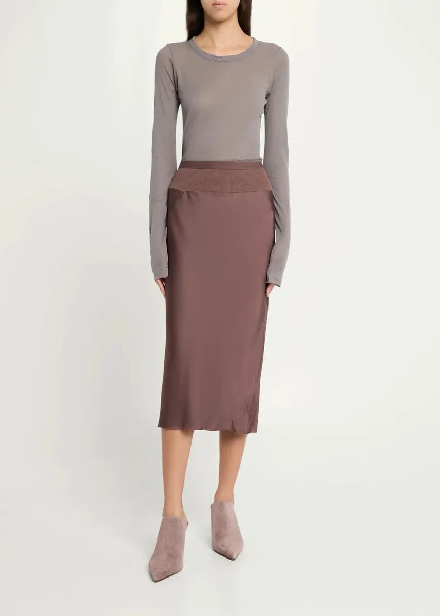 Rick Owens Satin Bias Midi-Skirt | Thumbnail 2 Rick Owens Satin Bias Midi-Skirt | Thumbnail 2