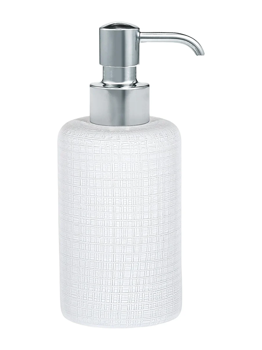 Labrazel Cambric Glass Soap Dispenser, White Enamel