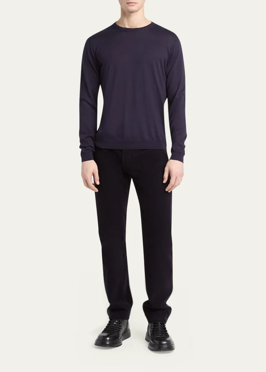 Giorgio Armani Men's Silk and Cotton Crewneck Sweater | Thumbnail 2 Giorgio Armani Men's Silk and Cotton Crewneck Sweater | Thumbnail 2
