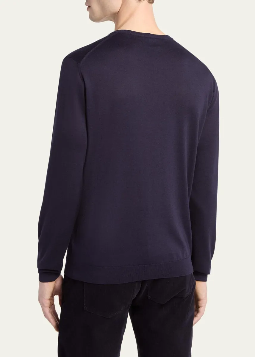 Giorgio Armani Men's Silk and Cotton Crewneck Sweater | Thumbnail 3 Giorgio Armani Men's Silk and Cotton Crewneck Sweater | Thumbnail 3