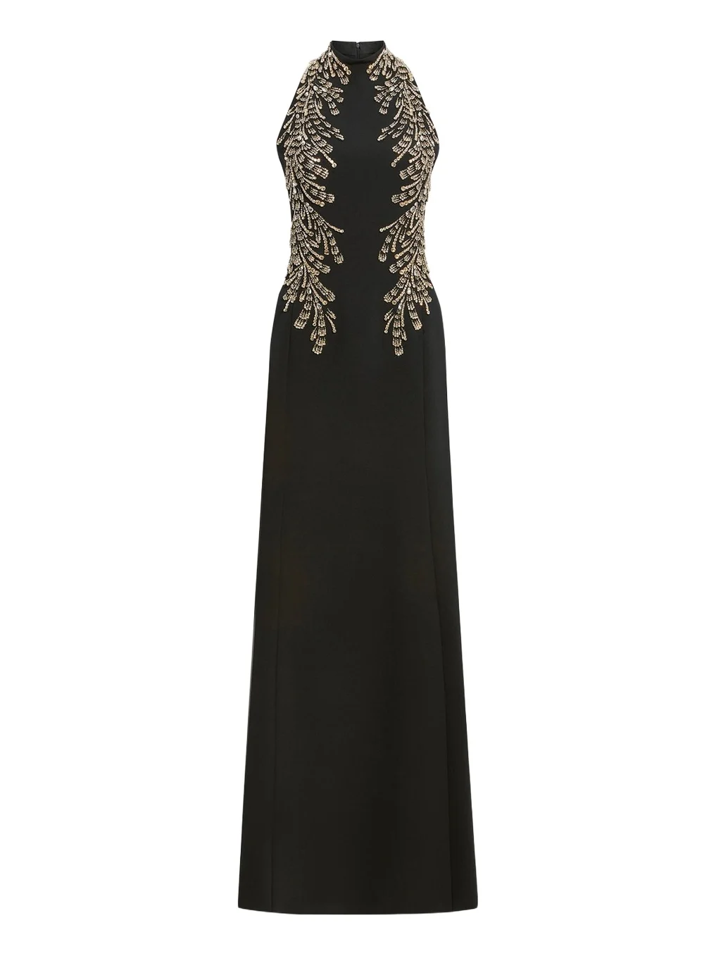 Elu Beaded Crepe Halter Gown Elu Beaded Crepe Halter Gown