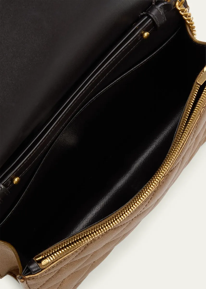Saint Laurent Envelope Small YSL Wallet on Chain in Metallic Leather | Thumbnail 4 Saint Laurent Envelope Small YSL Wallet on Chain in Metallic Leather | Thumbnail 4