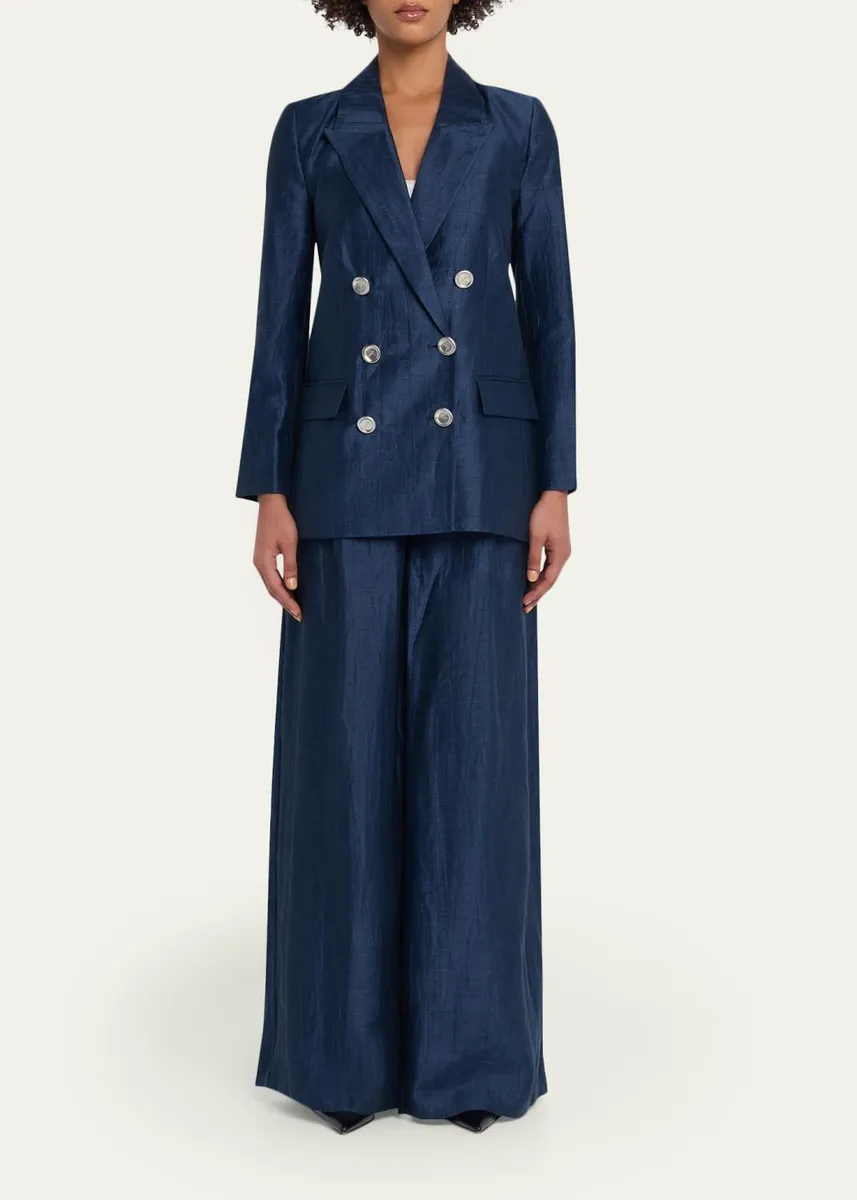 L'Agence Allanah Crinkled Linen Wide-Leg Pants | Thumbnail 2