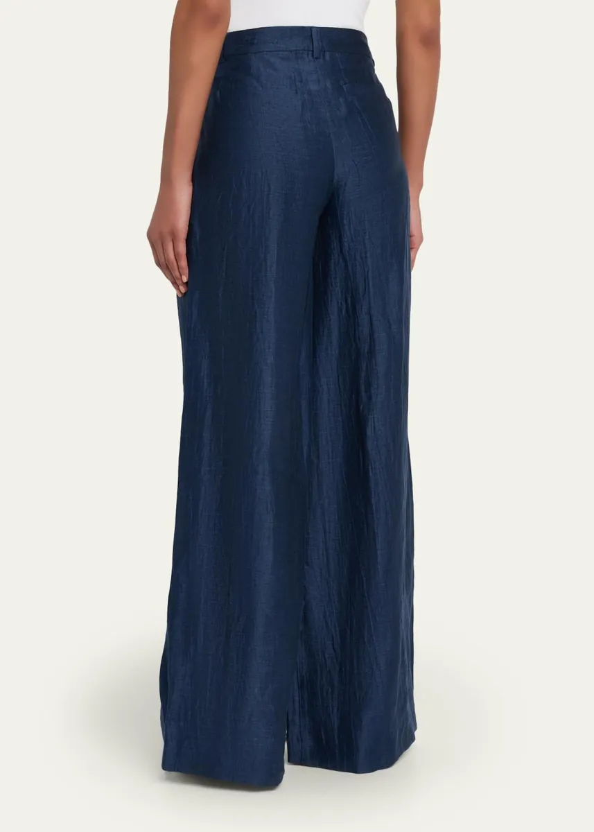 L'Agence Allanah Crinkled Linen Wide-Leg Pants | Thumbnail 3