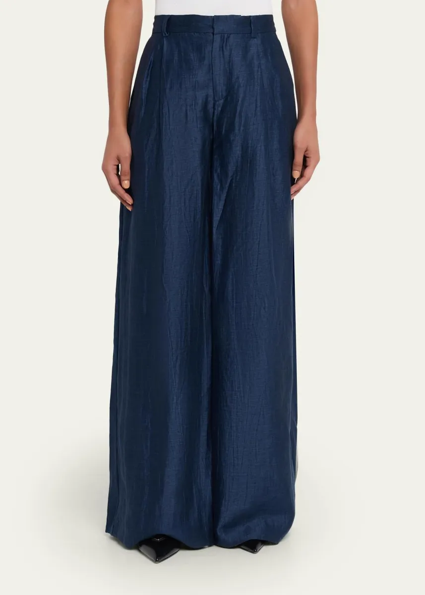 L'Agence Allanah Crinkled Linen Wide-Leg Pants | Thumbnail 4