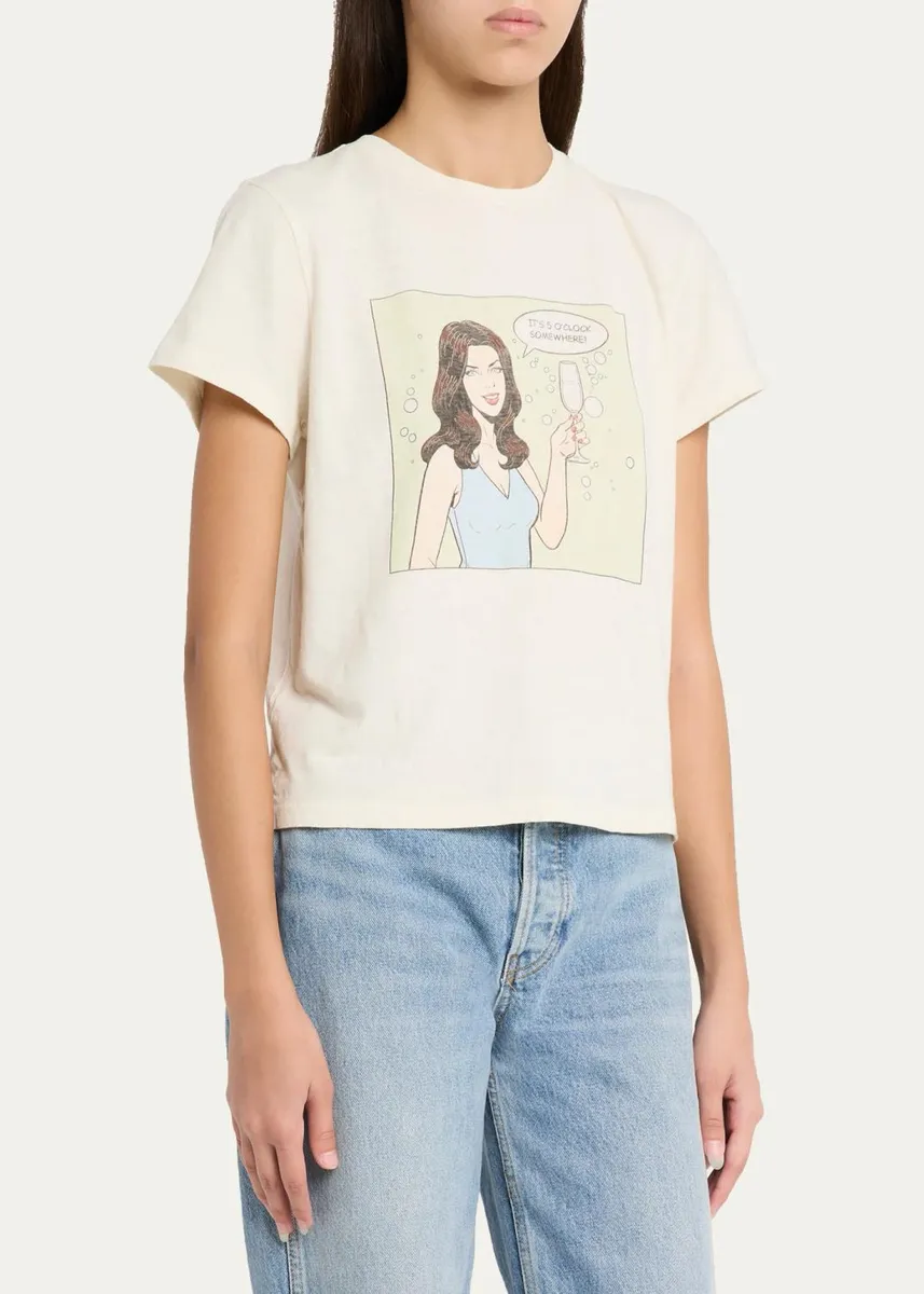 RE/DONE 5 O'Clock Graphic-Print Cotton T-Shirt | Thumbnail 4