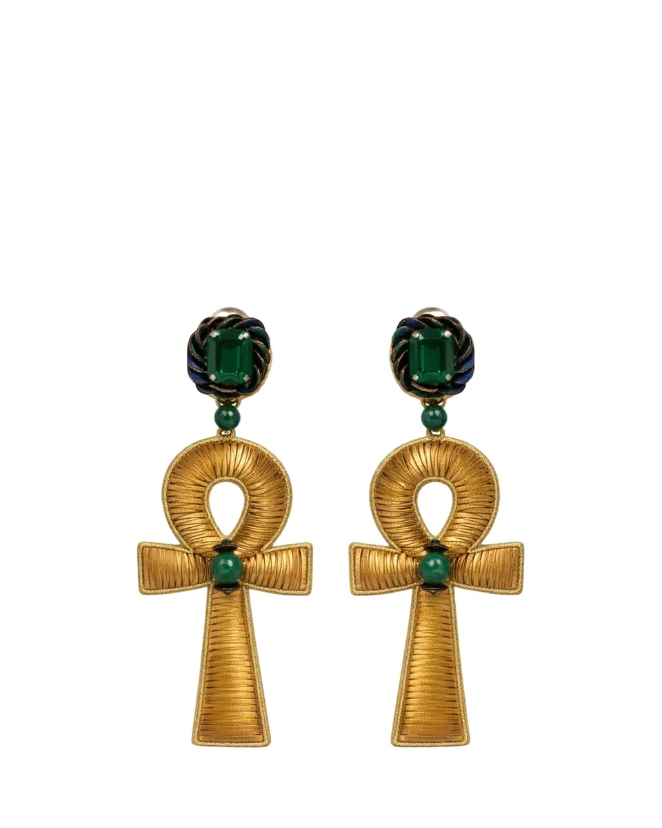 RANJANA KHAN Ankh Clip-On Statement Earrings | Thumbnail 2 RANJANA KHAN Ankh Clip-On Statement Earrings | Thumbnail 2