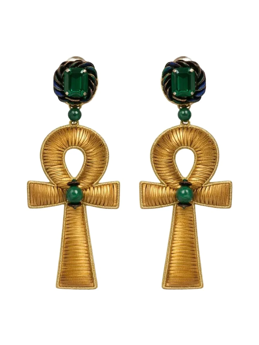 RANJANA KHAN Ankh Clip-On Statement Earrings