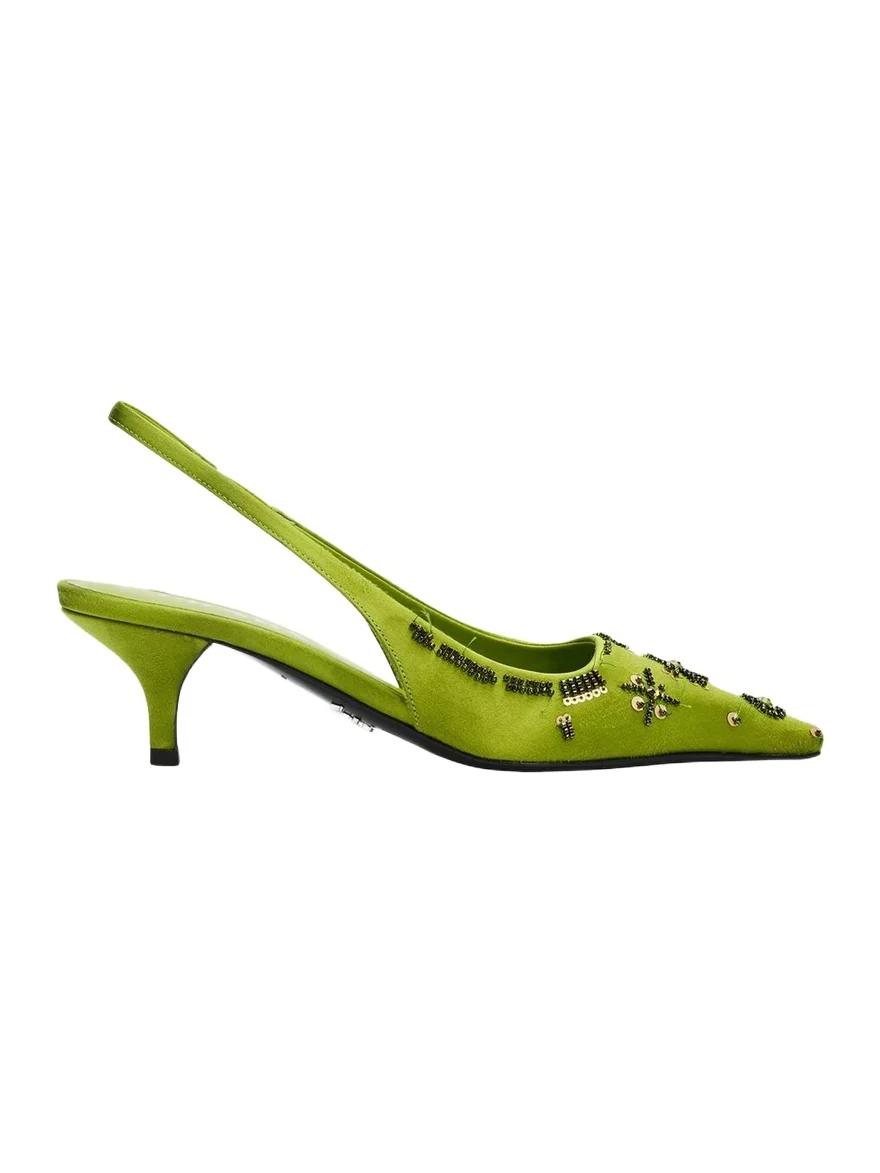 55mm Ricami Embellished Satin Slingback Pumps