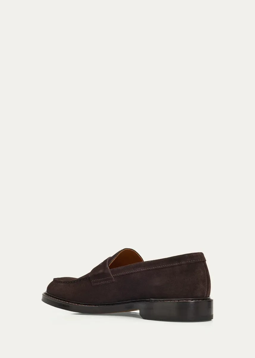 Doucals Men's Siena Suede Moc-Toe Penny Loafers | Thumbnail 2