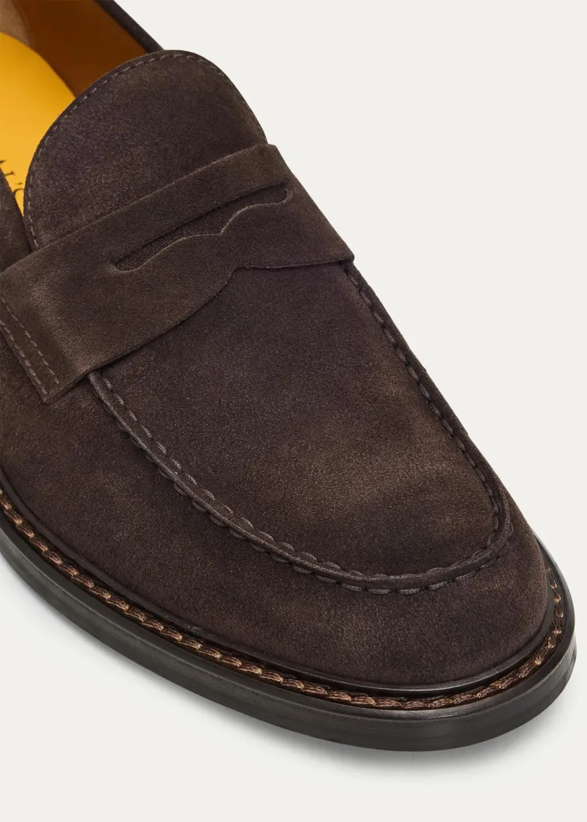 Doucals Men's Siena Suede Moc-Toe Penny Loafers | Thumbnail 3