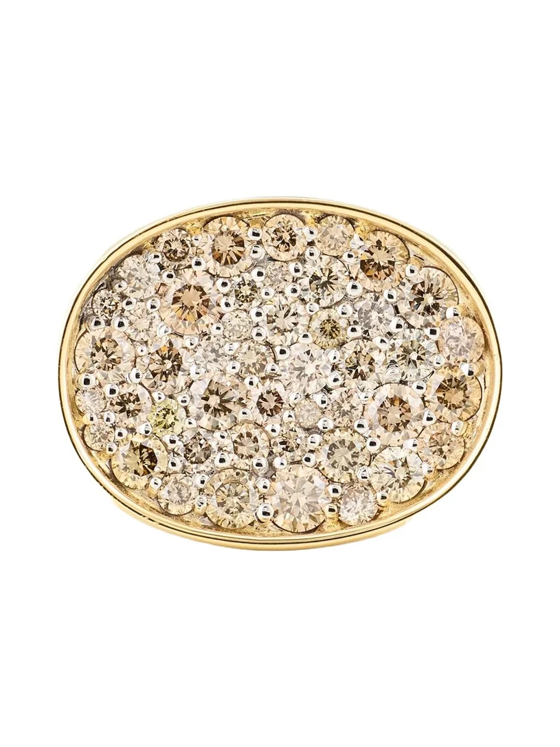 18K Yellow Gold & 1.39 TCW Diamond Oval Signet Ring
