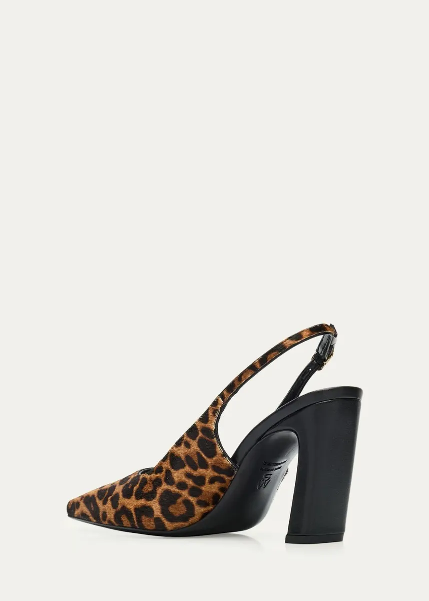 Stuart Weitzman 85mm Stassi Leopard Calf Hair Slingback Pumps | Thumbnail 4