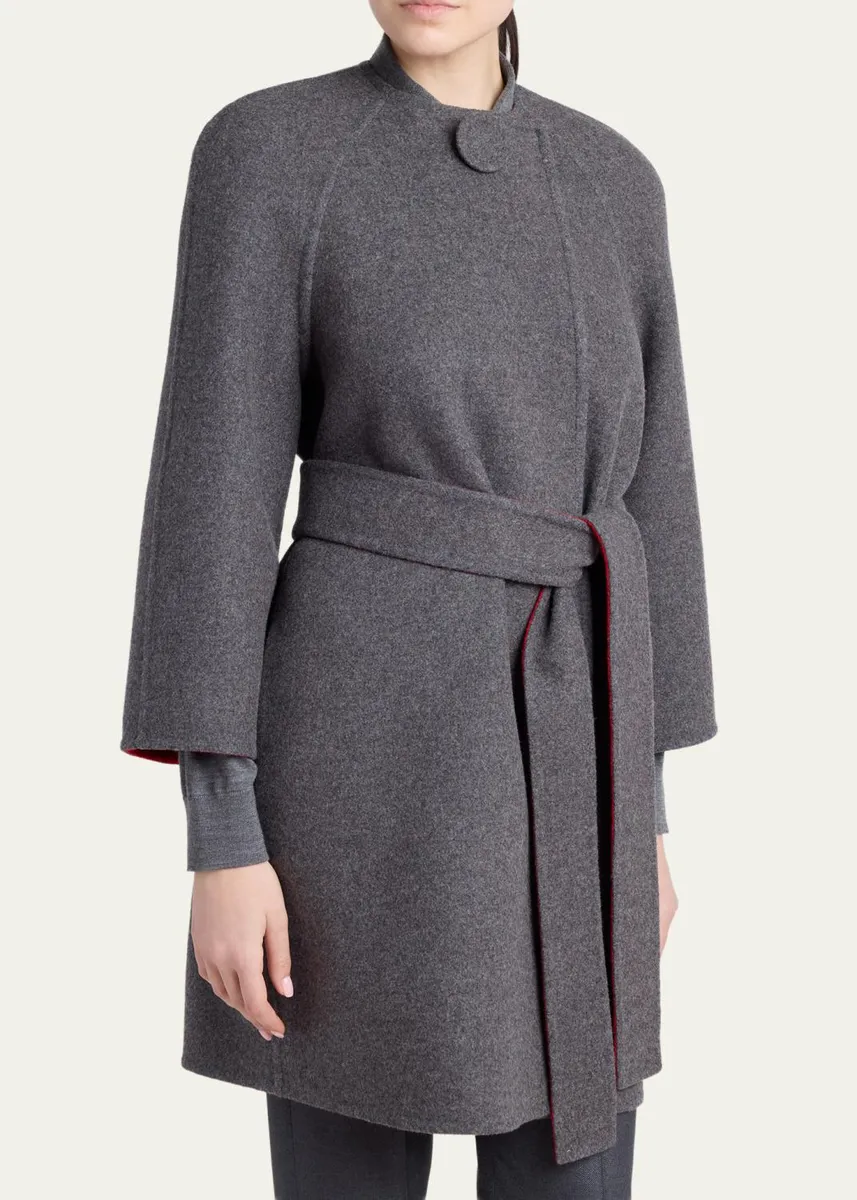 Valentino Garavani Belted Wool-Cashmere Wrap Coat | Thumbnail 4 Valentino Garavani Belted Wool-Cashmere Wrap Coat | Thumbnail 4