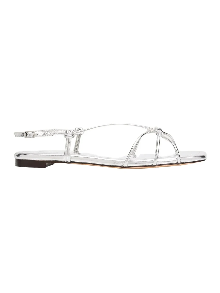 Loeffler Randall Karly Strappy Flat Metallic Leather Sandals