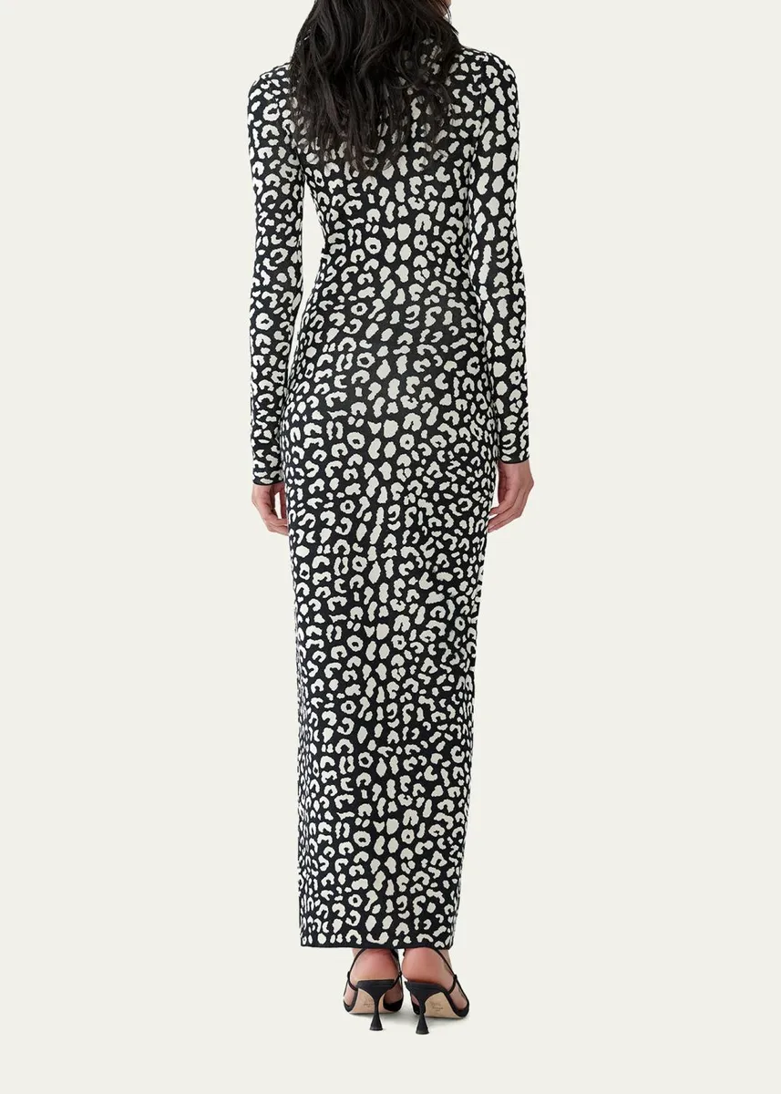 Carolina Herrera Long-Sleeve Leopard Maxi Turtleneck Dress | Thumbnail 3 Carolina Herrera Long-Sleeve Leopard Maxi Turtleneck Dress | Thumbnail 3