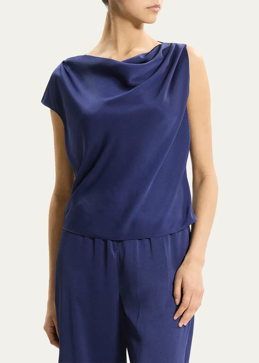 Theory Cowlneck Satin Blouse | Thumbnail 4 Theory Cowlneck Satin Blouse | Thumbnail 4