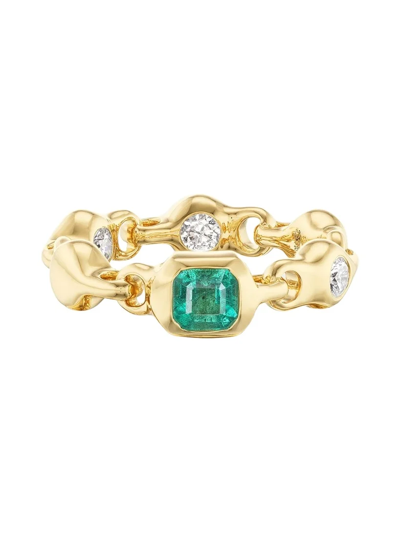 18K Supernova Ring with Diamonds and Gemstone 18K Supernova Ring with Diamonds and Gemstone