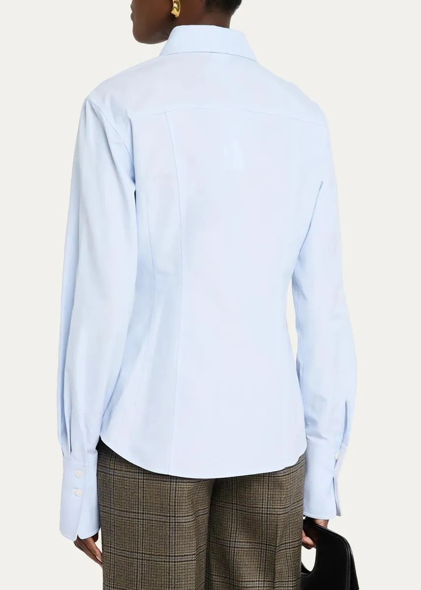 Lafayette 148 New York Pleated-Sleeve Cotton Shirt | Thumbnail 3