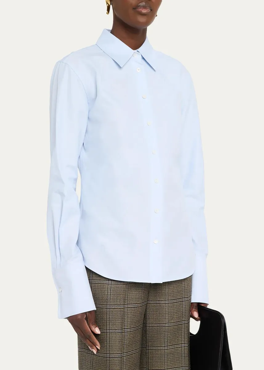 Lafayette 148 New York Pleated-Sleeve Cotton Shirt | Thumbnail 4