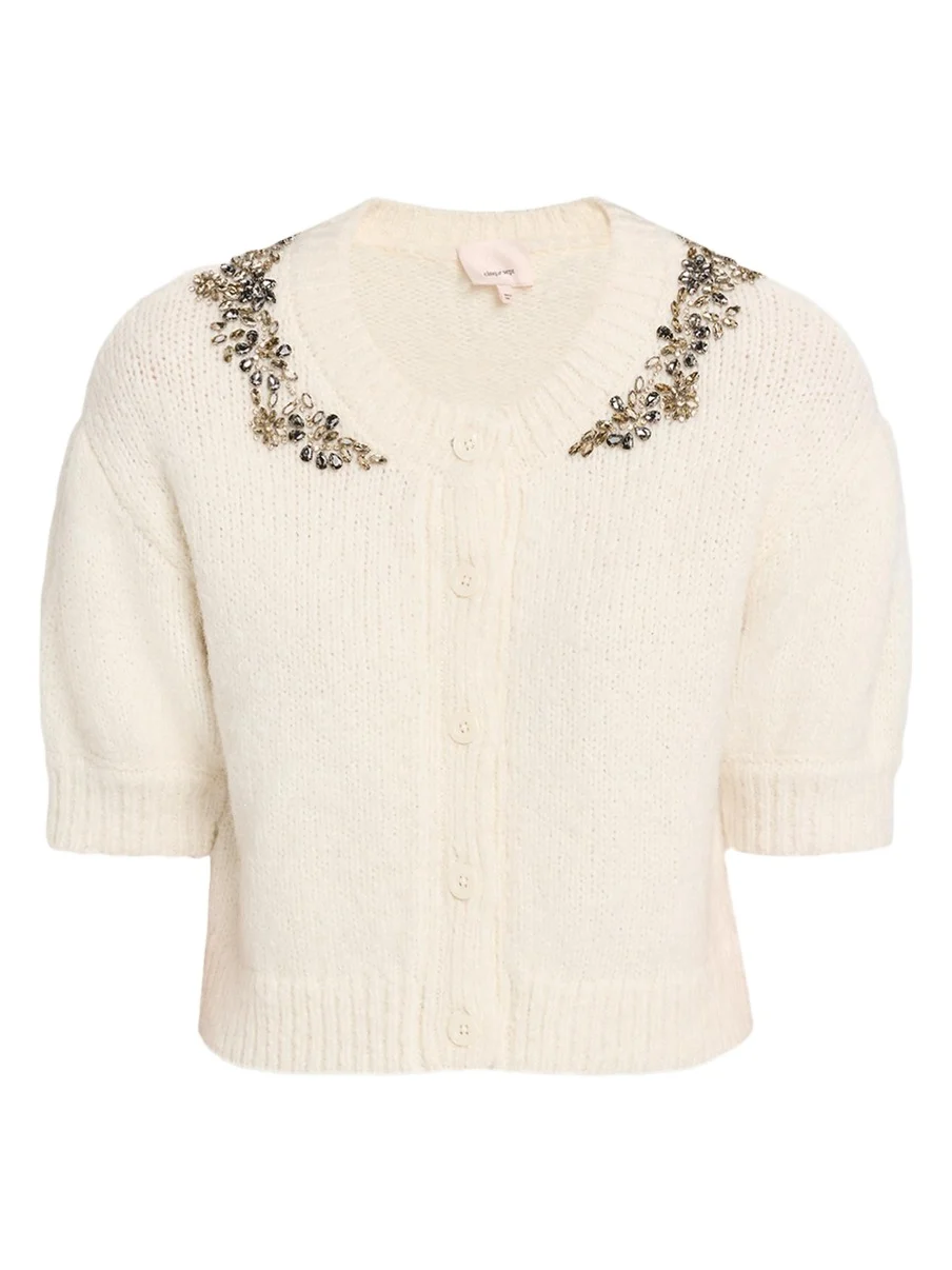 Millicent Crystal-Lace Alpaca-Blend Cardigan Millicent Crystal-Lace Alpaca-Blend Cardigan