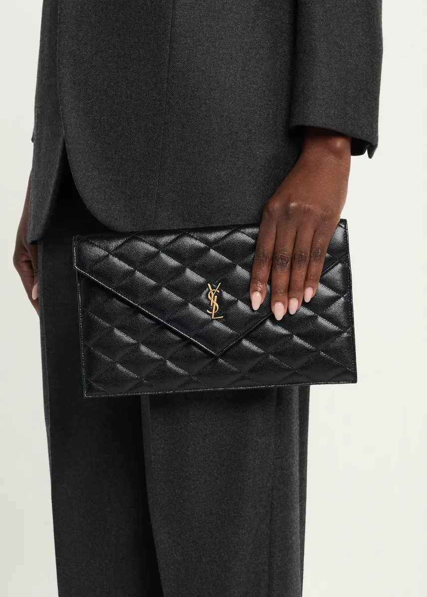 Saint Laurent YSL Quilted Leather Pouch Bag | Thumbnail 2 Saint Laurent YSL Quilted Leather Pouch Bag | Thumbnail 2