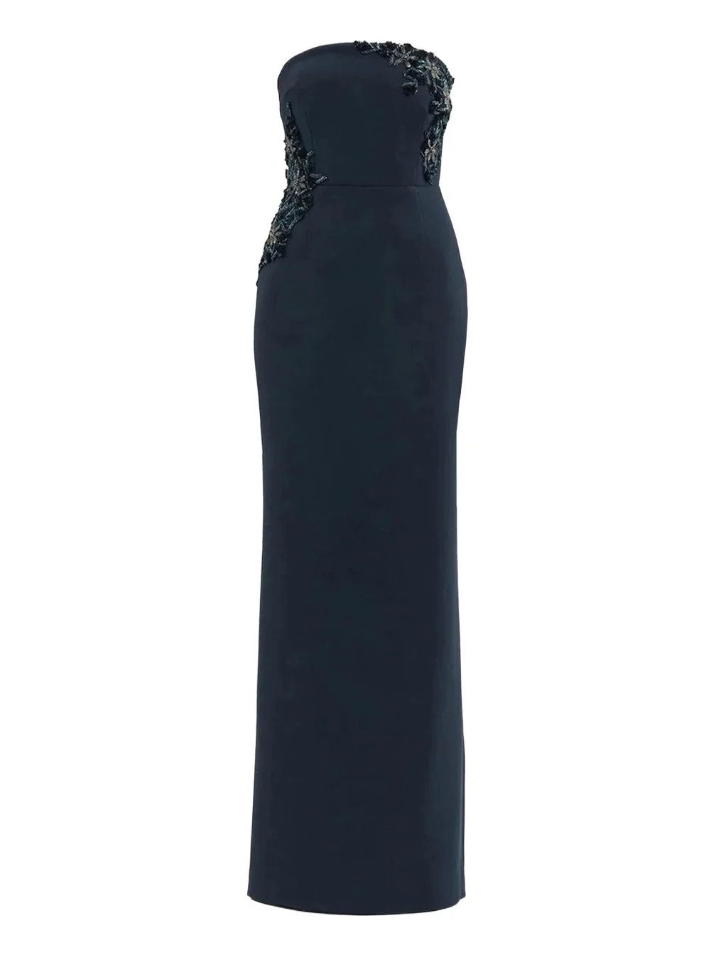 Fresa Embellished-Trim Crepe Column Gown