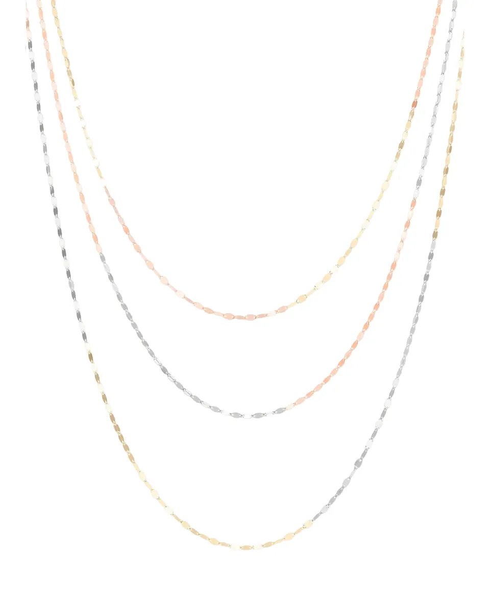 Lana 14K Tricolor Gold Triple-Strand Blake Chain Necklace | Thumbnail 2