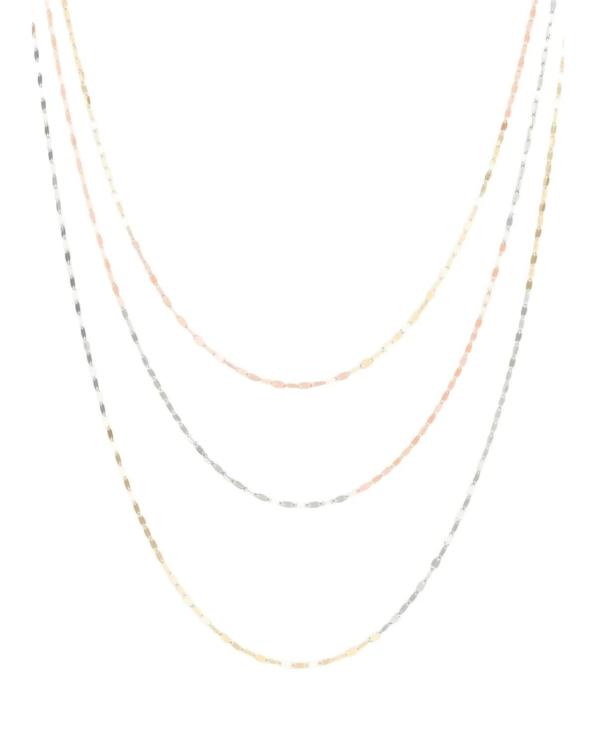 14K Tricolor Gold Triple-Strand Blake Chain Necklace 14K Tricolor Gold Triple-Strand Blake Chain Necklace