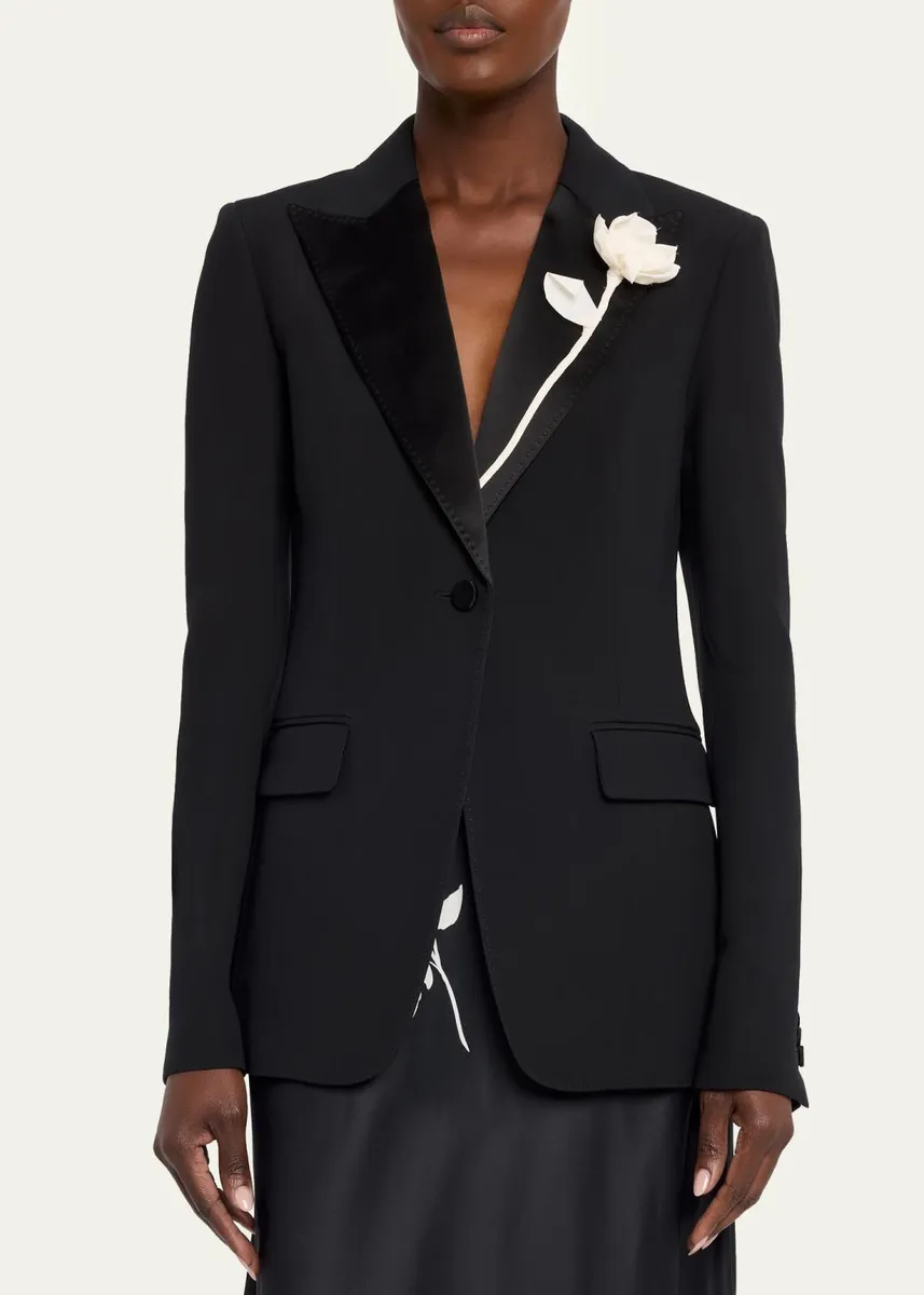 Lafayette 148 New York Floral Applique Peak-Lapel Blazer | Thumbnail 4 Lafayette 148 New York Floral Applique Peak-Lapel Blazer | Thumbnail 4