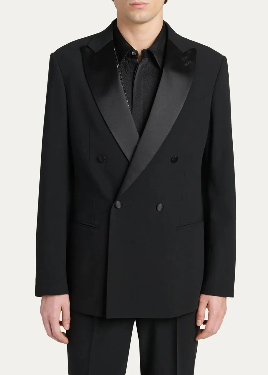Giorgio Armani Men's Double Breasted Virgin Wool-blend Blazer | Thumbnail 4 Giorgio Armani Men's Double Breasted Virgin Wool-blend Blazer | Thumbnail 4