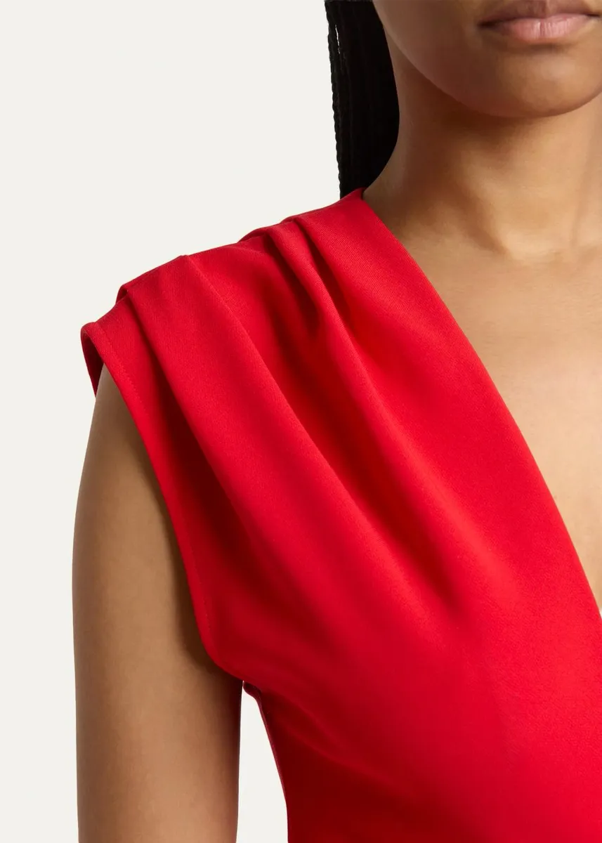 Proenza Schouler Geraldine Plunging Gathered-Shoulder Sleeveless Maxi Dress | Thumbnail 5 Proenza Schouler Geraldine Plunging Gathered-Shoulder Sleeveless Maxi Dress | Thumbnail 5
