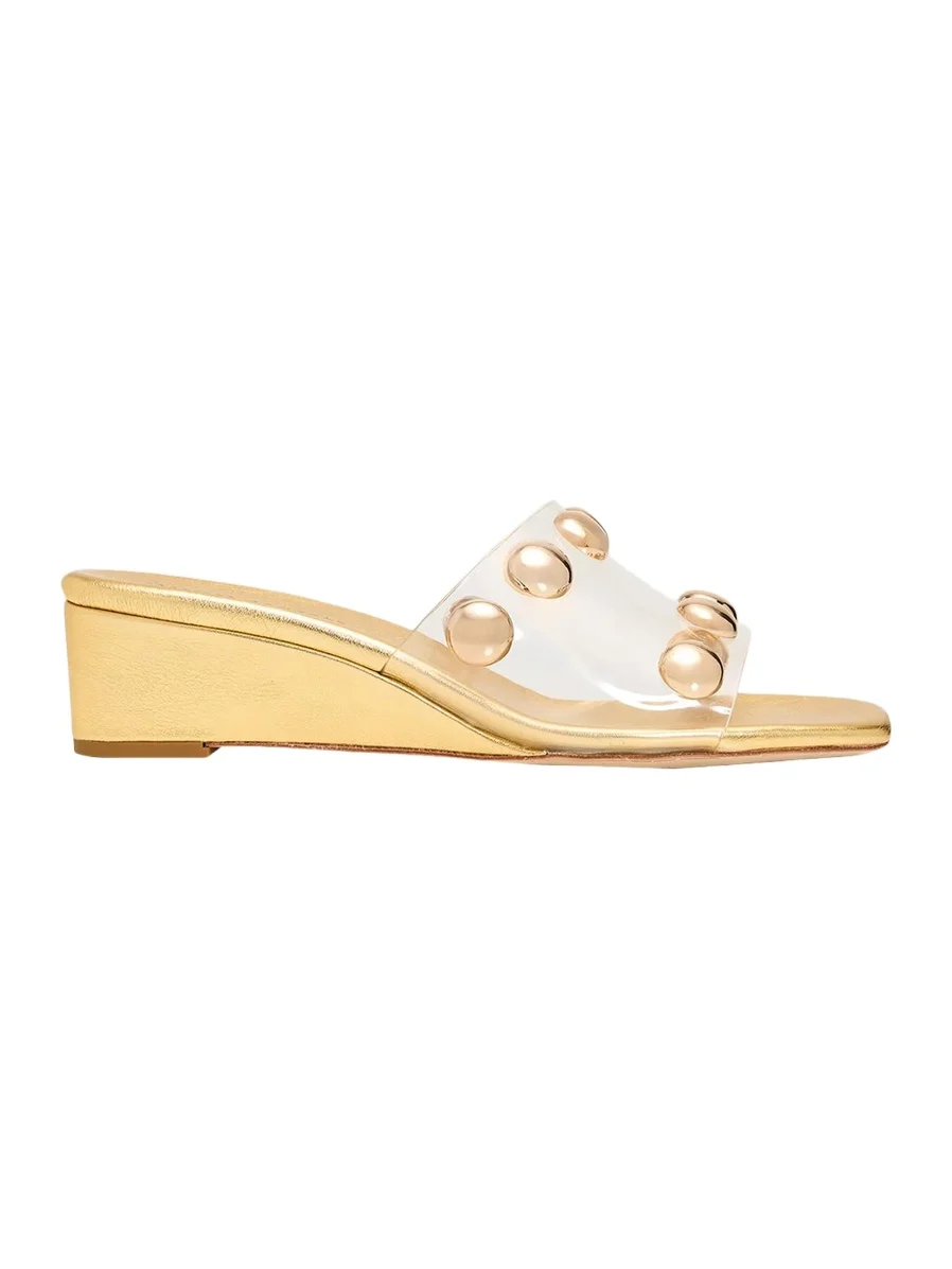 45mm Enya Studded PVC Wedge Sandals 45mm Enya Studded PVC Wedge Sandals