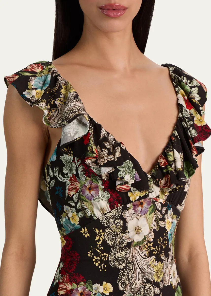 Alice + Olivia Gemma Floral Ruffle-Trim Maxi Dress | Thumbnail 5 Alice + Olivia Gemma Floral Ruffle-Trim Maxi Dress | Thumbnail 5