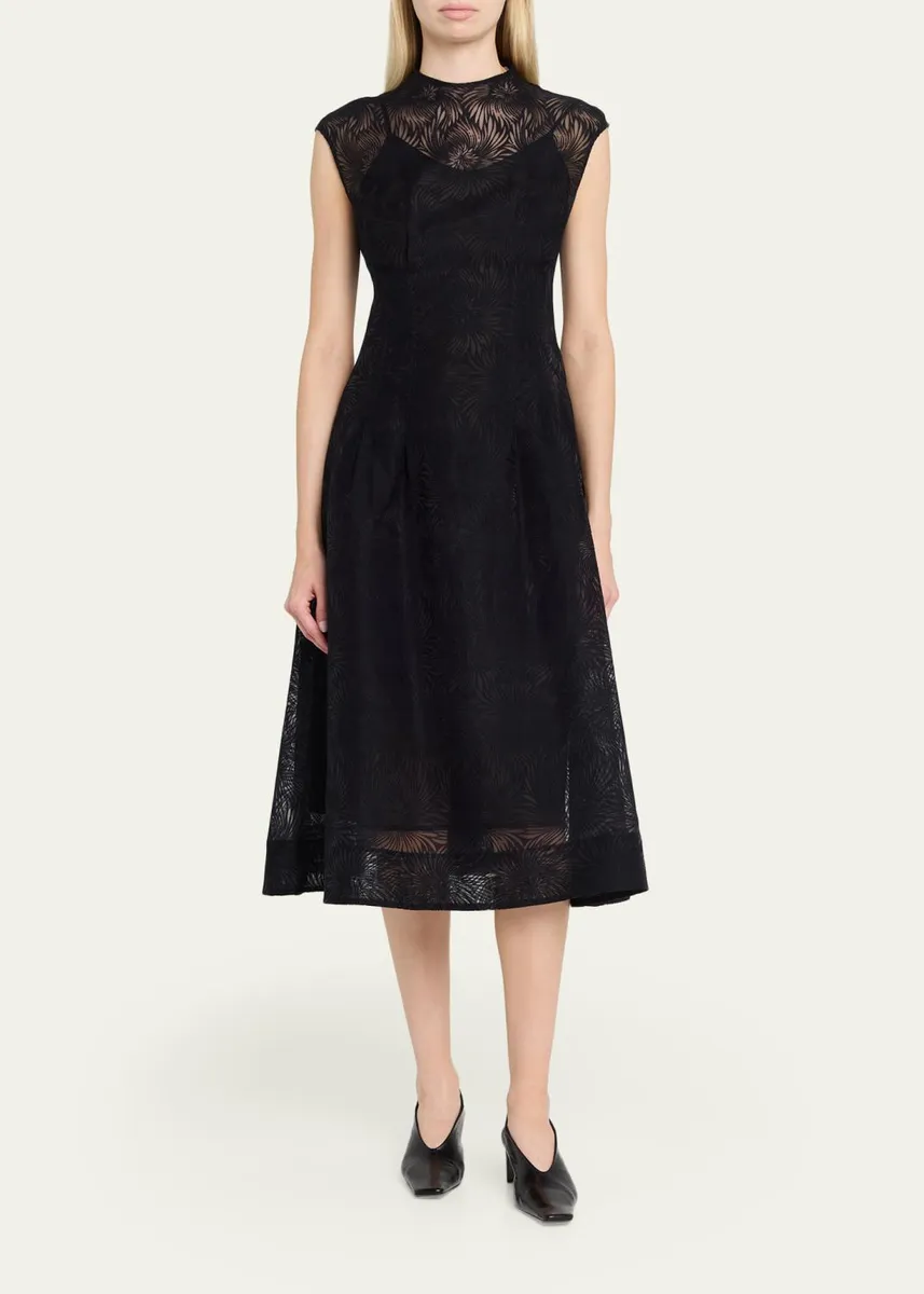 3.1 Phillip Lim Sleeveless Organza Fil Coupé Midi Dress | Thumbnail 2 3.1 Phillip Lim Sleeveless Organza Fil Coupé Midi Dress | Thumbnail 2