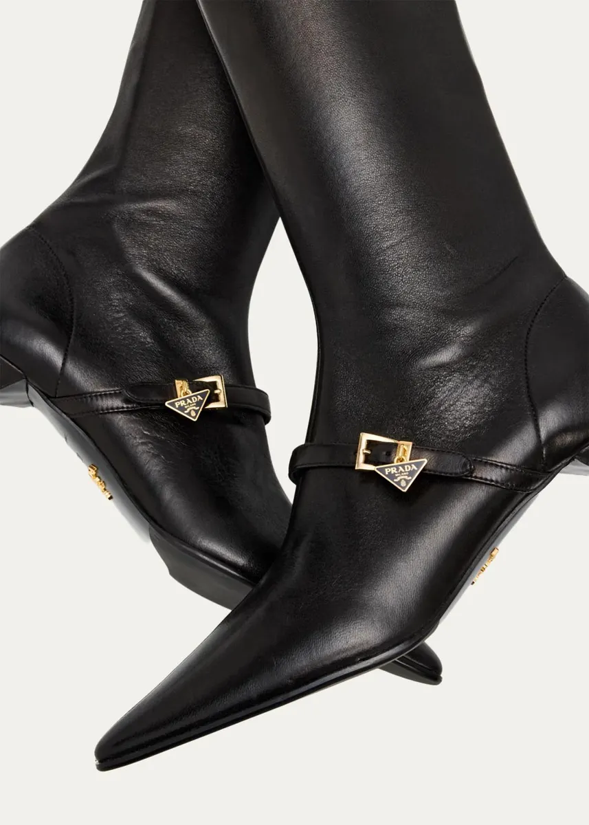Prada 55mm Leather Knee-High Buckle Boots | Thumbnail 5