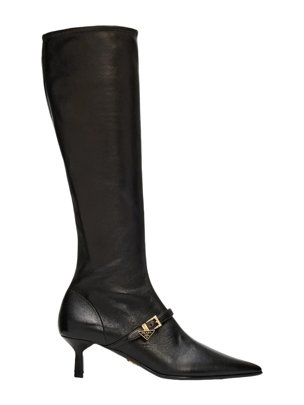 Prada 55mm Leather Knee-High Buckle Boots