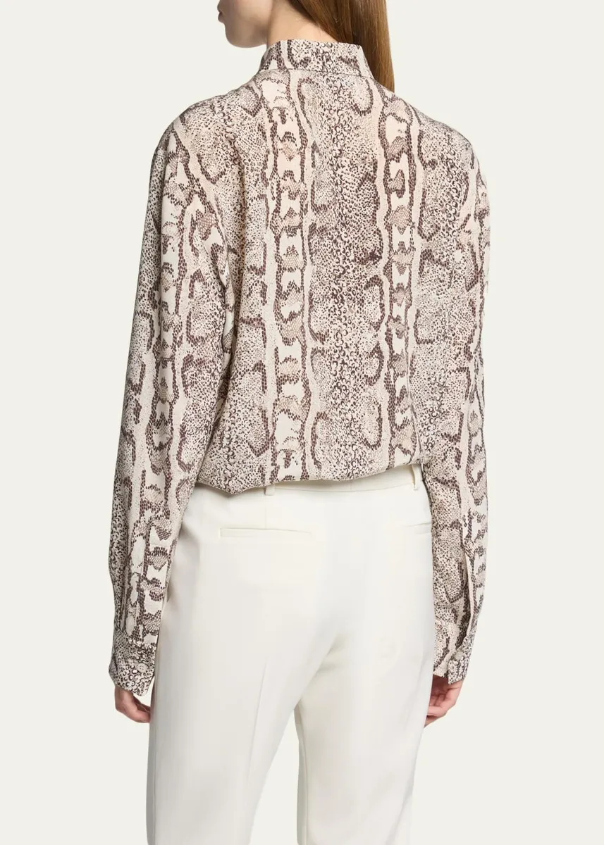 Balenciaga Python-Print Silk Crepe Button-Down Shirt | Thumbnail 3 Balenciaga Python-Print Silk Crepe Button-Down Shirt | Thumbnail 3