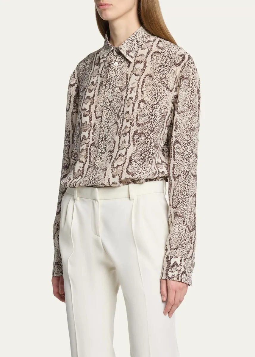Balenciaga Python-Print Silk Crepe Button-Down Shirt | Thumbnail 4 Balenciaga Python-Print Silk Crepe Button-Down Shirt | Thumbnail 4