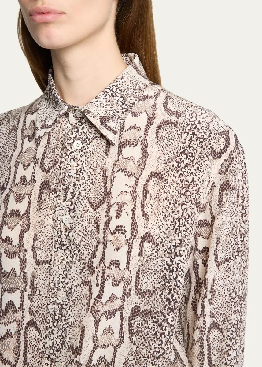 Balenciaga Python-Print Silk Crepe Button-Down Shirt | Thumbnail 5 Balenciaga Python-Print Silk Crepe Button-Down Shirt | Thumbnail 5