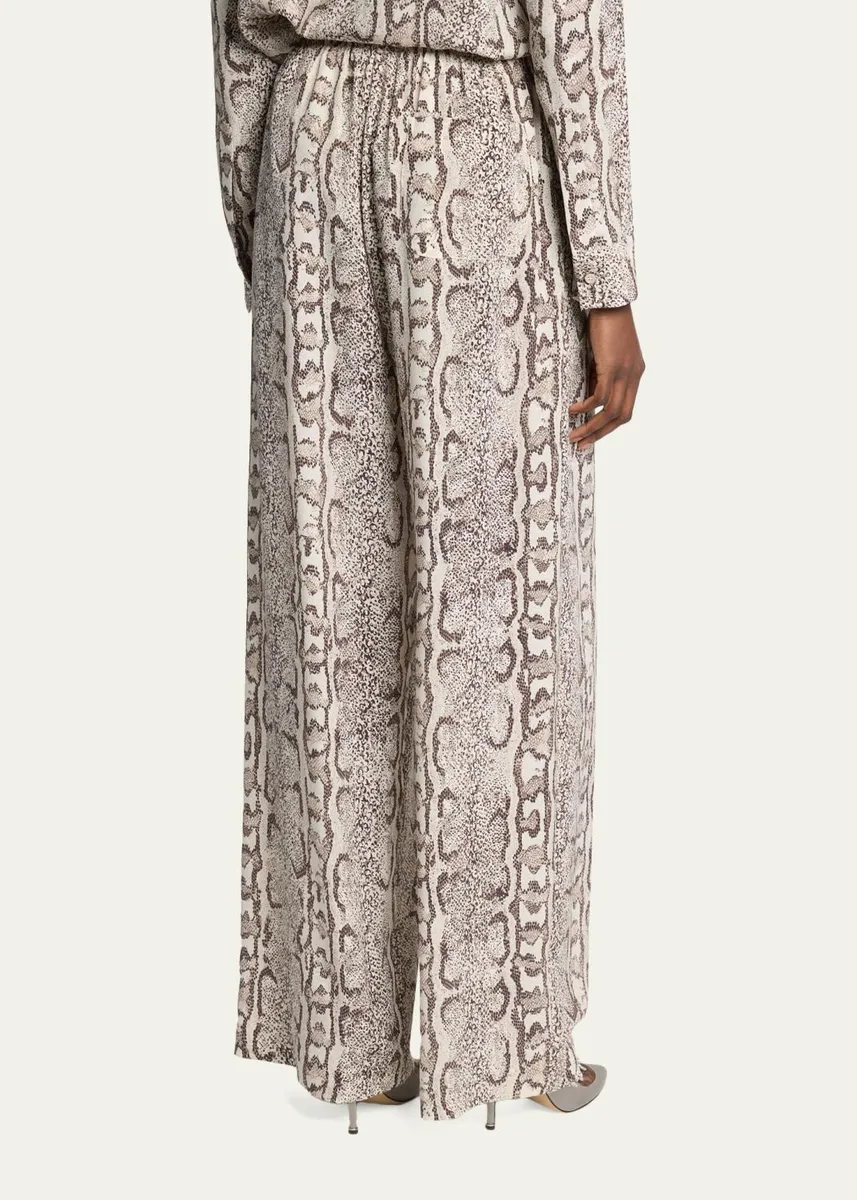 Balenciaga Python-Print Silk Crepe Wide-Leg Pants | Thumbnail 3 Balenciaga Python-Print Silk Crepe Wide-Leg Pants | Thumbnail 3