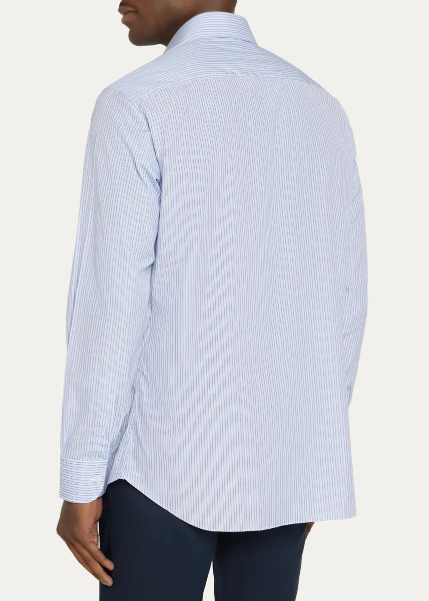 Brioni Men's Fine-Stripe Cotton Sport Shirt | Thumbnail 3 Brioni Men's Fine-Stripe Cotton Sport Shirt | Thumbnail 3