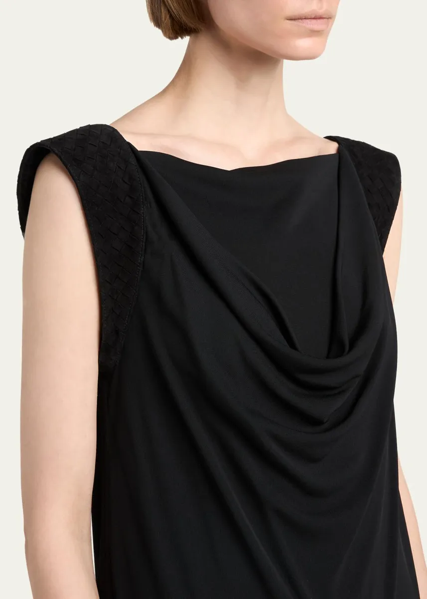 Bottega Veneta Intrecciato-Trim Draped Crepe Jersey Maxi Dress | Thumbnail 5