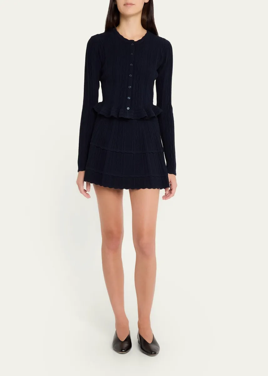 LoveShackFancy Orly Cropped Peplum Cardigan | Thumbnail 2 LoveShackFancy Orly Cropped Peplum Cardigan | Thumbnail 2