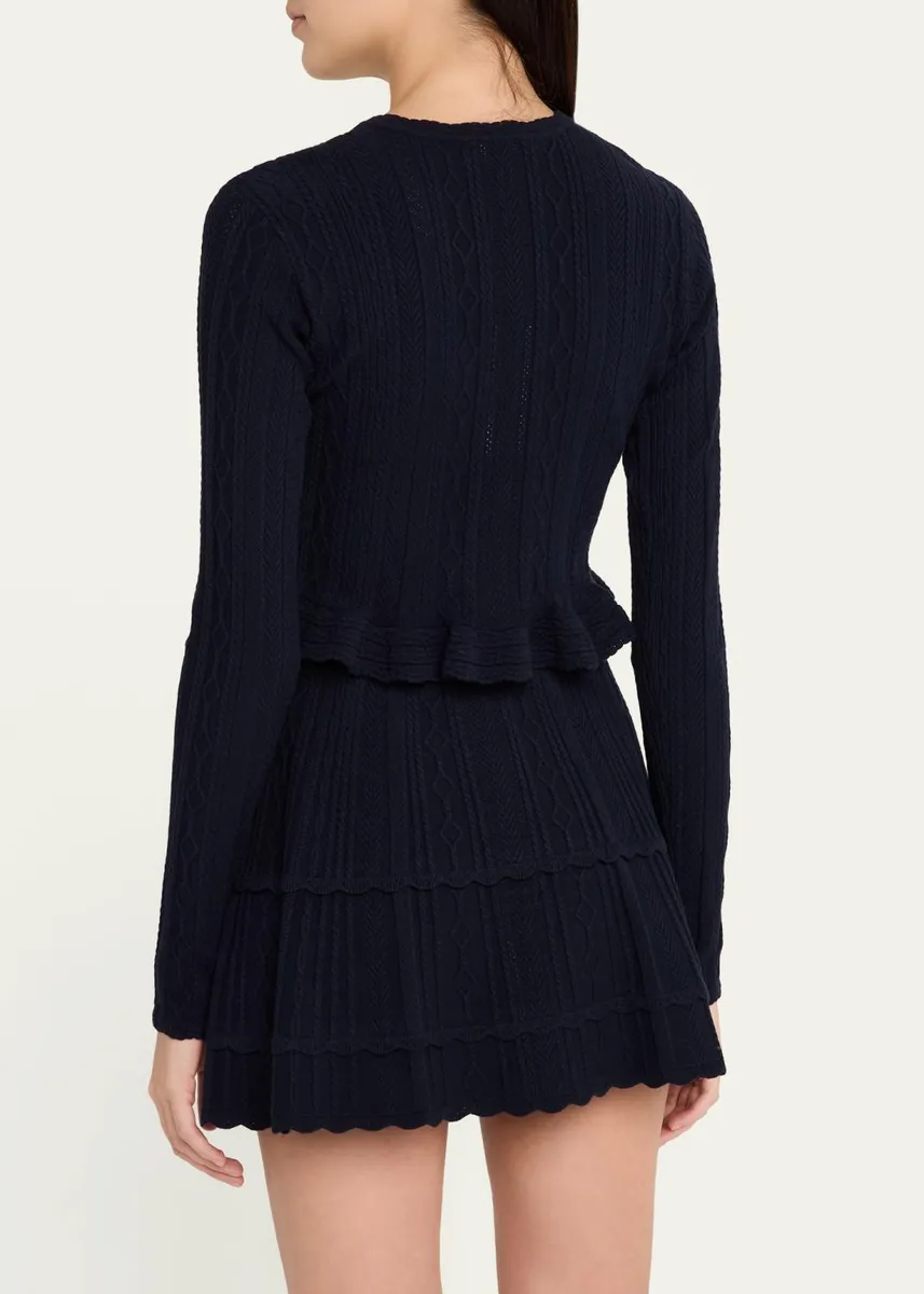 LoveShackFancy Orly Cropped Peplum Cardigan | Thumbnail 3 LoveShackFancy Orly Cropped Peplum Cardigan | Thumbnail 3