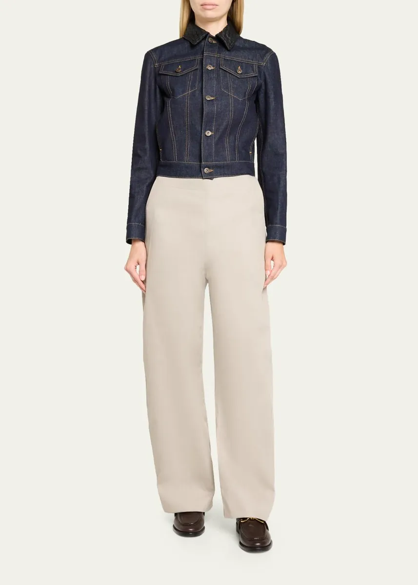 Bottega Veneta Intrecciato Collar Cotton Denim Jacket | Thumbnail 2 Bottega Veneta Intrecciato Collar Cotton Denim Jacket | Thumbnail 2
