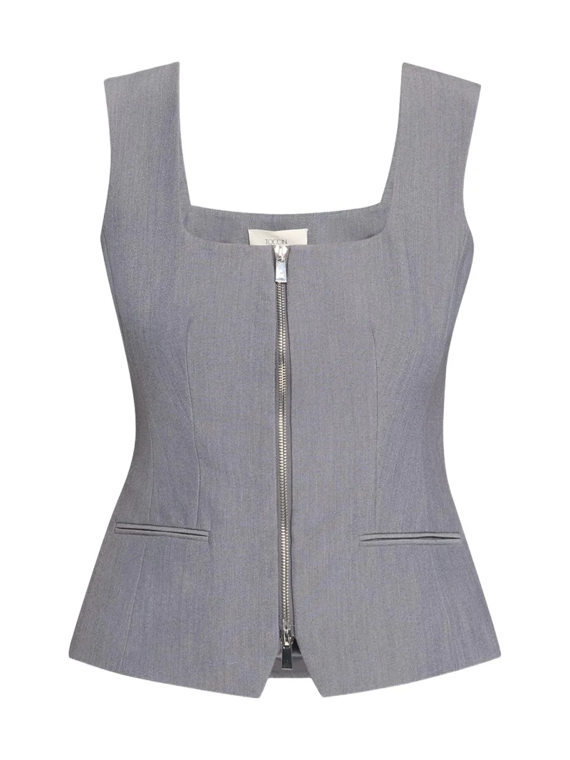 Yara Sleeveless Zip-Front Vest